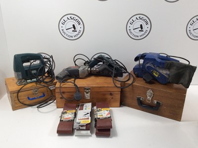 Lot 163 - Qty of power tools in wooden cases
