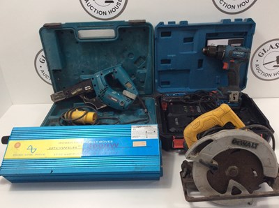 Lot 168 - Qty Of Tools, Including DeWalt Mitre Saw, 110v Makita Screw Gun, iPower 3000w Inverter