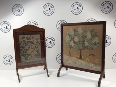 Lot 116 - Two Wooden Glass Panelled Fire Guards