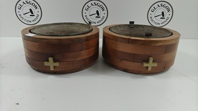Lot 86 - Wooden plant pots with metal inserts