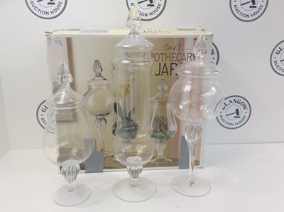 Lot 172 - Set Of 3 apothecary jars