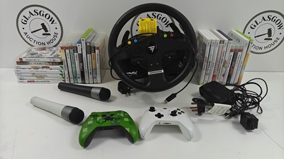 Lot 22 - Large Qty Of Console Games, Including PS5,PS3 & Nintendo Wii With A Driving Wheel