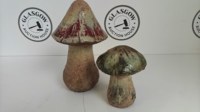 Lot 75 - 2 decorative garden mushrooms