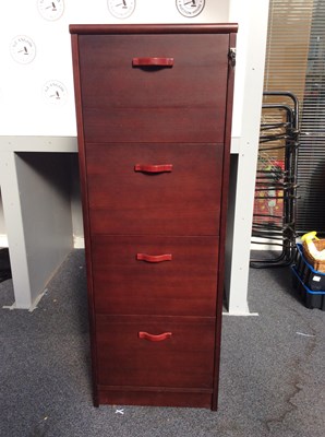 Lot 213 - Mahogany finish filling cabinet with key
