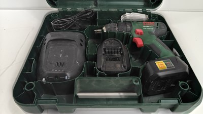 Lot 168 - Bosch drill batteries and charger in case