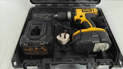 Lot 123 - DeWalt drill battery and charger in case