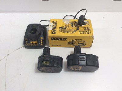 Lot 122 - 2 DeWalt Batteries with charger