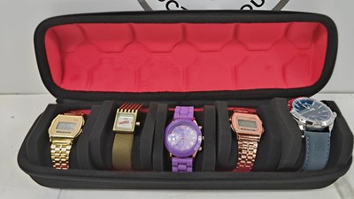 Lot 111 - Carry case with 5 assorted watches