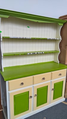 Lot 245 - Large painted dresser with detachable top