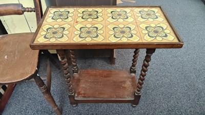 Lot 213 - Tiletop barley twist leg side table