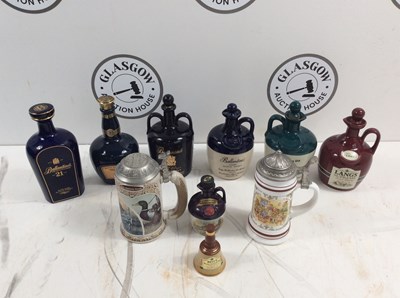 Lot 166 - Large Qty Of Whisky Decanters & Two German Steins