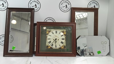 Lot 146 - 3 vintage mirrors and a decorative clock