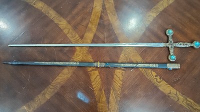 Lot 163 - Decorative thin blade sword with sheath