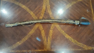 Lot 158 - Indian sabre in fabric covered sheath