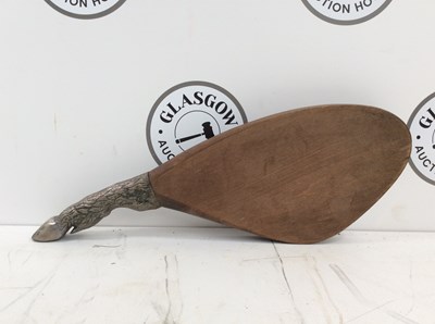 Lot 153 - Wood slab chopping board with hoof handle