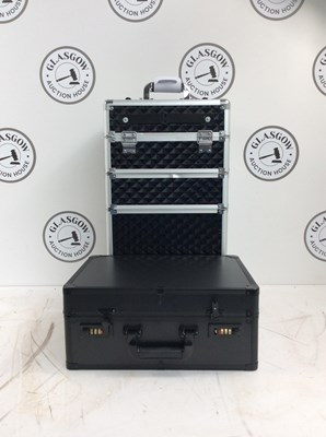Lot 56 - Black medium trolley make-up case and briefcase with slight damage