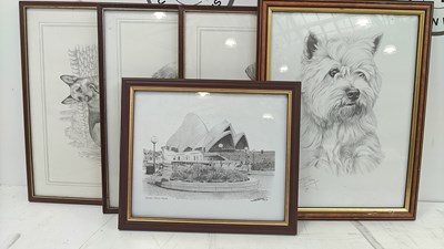 Lot 157 - 4 Dog Sketches and Sydney Opera House Signed