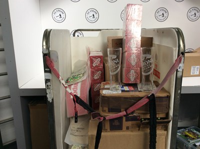 Lot 224 - Large Qty of Branded Glasses, Bar mats and Coasters / cage