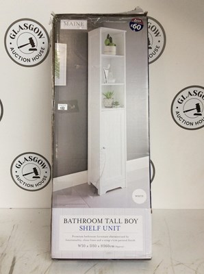 Lot 152 - White bathroom tall boy cabinet