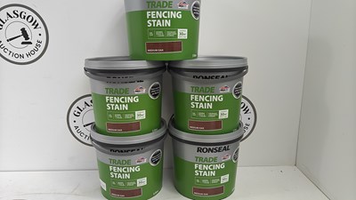 Lot 46 - 5x ronseal trade fencing stain medium oak