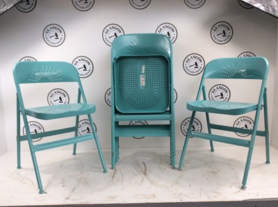 Lot 216 - 6 Turquoise Folding Metal Chairs