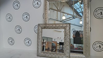 Lot 140 - 2 silver mirrors - large one has loose frame