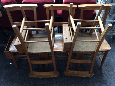 Lot 263 - 5 church chairs with leaflet holders