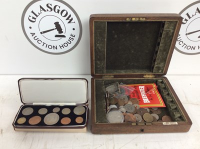 Lot 109 - Qty of Coins in Wooden Box