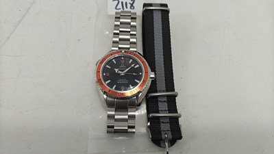 Lot 157 - Gents AAA heavy watch bearing omega logos with additional strap