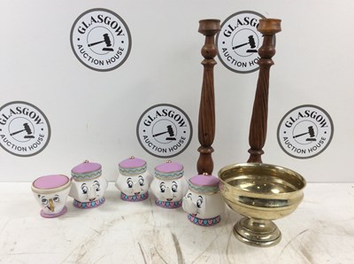 Lot 181 - Qty of Beauty and The Beast Toys With Candle holders & bowl