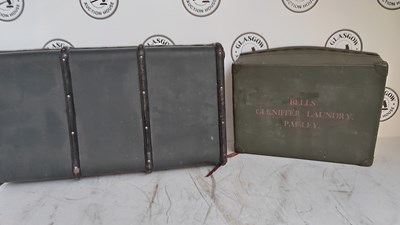 Lot 205 - Vintage trunk and bells laundry case