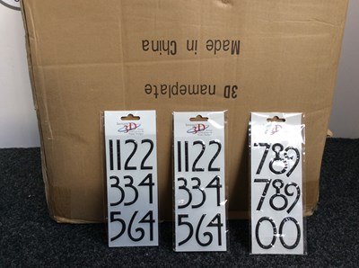 Lot 54 - Box of self adhesive 3D numbers
