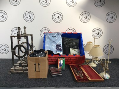 Lot 165 - Box Of Miscellaneous, Including, Four Table Lamps, Night Lights, Clocks ETC