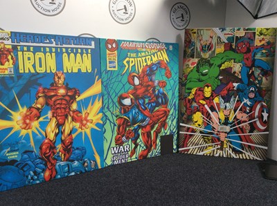 Lot 114 - 3x superheroes wall art