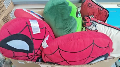 Lot 10 - Box Of Spider-Man and hulk soft toys