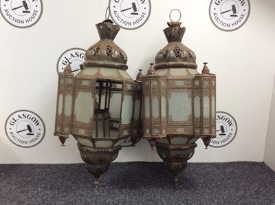 Lot 64 - Pair Of Moroccan Style Hanging Lanterns