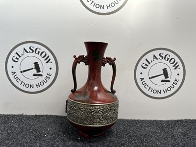 Lot 78 - Japanese Style Bronze Painted Vase With Dragon Handles