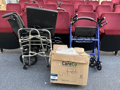 Lot 224 - Qty Of Elderly Assisting Items, Wheelchair, Zimmer Frame & Toilet Seat Raiser