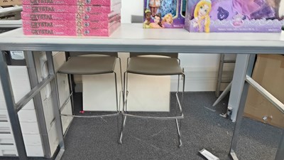 Lot 194 - Large Breakfast Bar Table W/Two Bar Stools