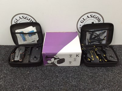 Lot 100 - Two Small Handheld Drones & VR Immersion Goggles