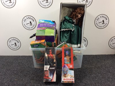 Lot 247 - Bundle Of Misc Including Grass Seed, Chimnea Covers & WWE Figures