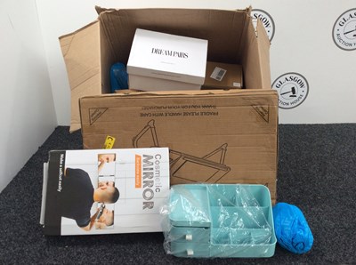 Lot 244 - Box Of Misc Including, Desk Lights, Cowboy Boots & Cosmetic Mirror