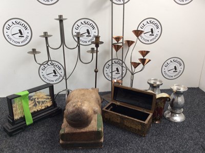 Lot 226 - Qty Of Decorative Tins & Boxes & Candle Sticks