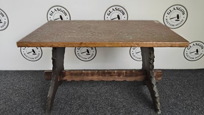Lot 202 - Copper top and wooden hand made table