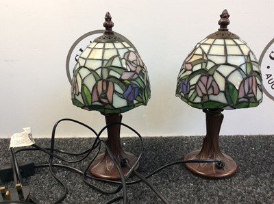 Lot 105 - 2 Miniature Tiffany Style Lamps