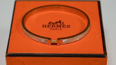 Lot 18 - Hermes Clic H Bracelet - Enamel With Rose Gold Plated Hardware