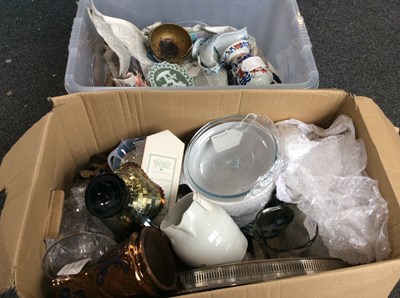 Lot 271 - Two Boxes Of Glass & Ceramics