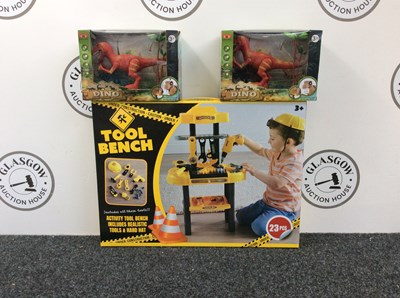 Lot 13 - Qty Of Kids Toys, Tool Bench & Two Dinos
