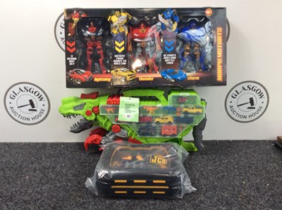 Lot 39 - Qty Of Kids Toys Including Dinosaur Transporter, Transformers & Tools