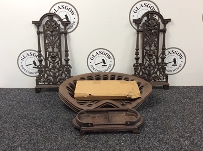 Lot 10 - Four Cast Iron Tractor Seats & Cast Iron Umbrella Stand
